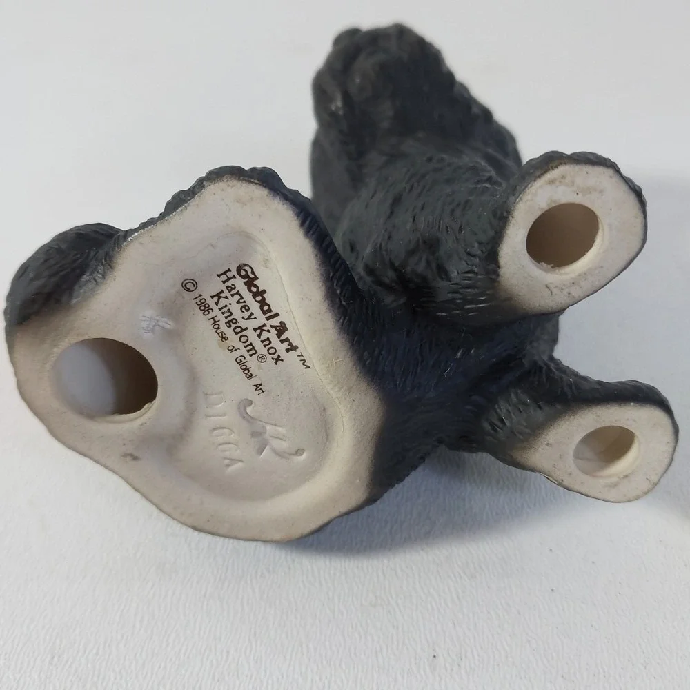 Black Terrier Dog‎ Figurine Vtg Harvey Knox Kingdom House of Global Art Ceramic